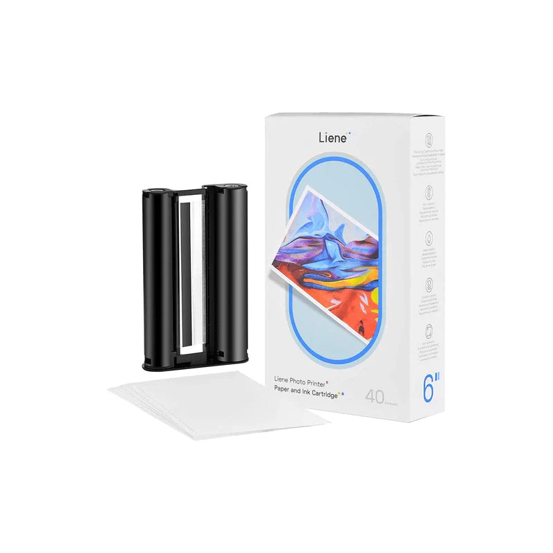 Liene Amber 4x6" Photo Printer Paper 80 Sheets & 2 Ink Cartridges Refill