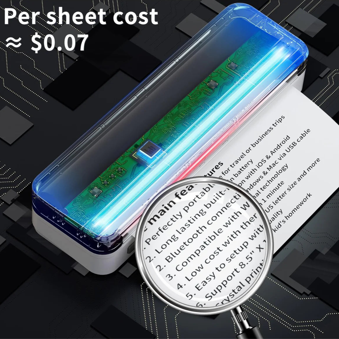 JADENS Portable Wireless US Letter Printer