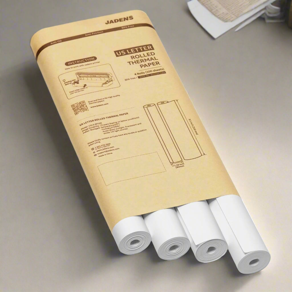 JADENS Quick-Dry Thermal Paper Roll, US Letter (4 Pack)