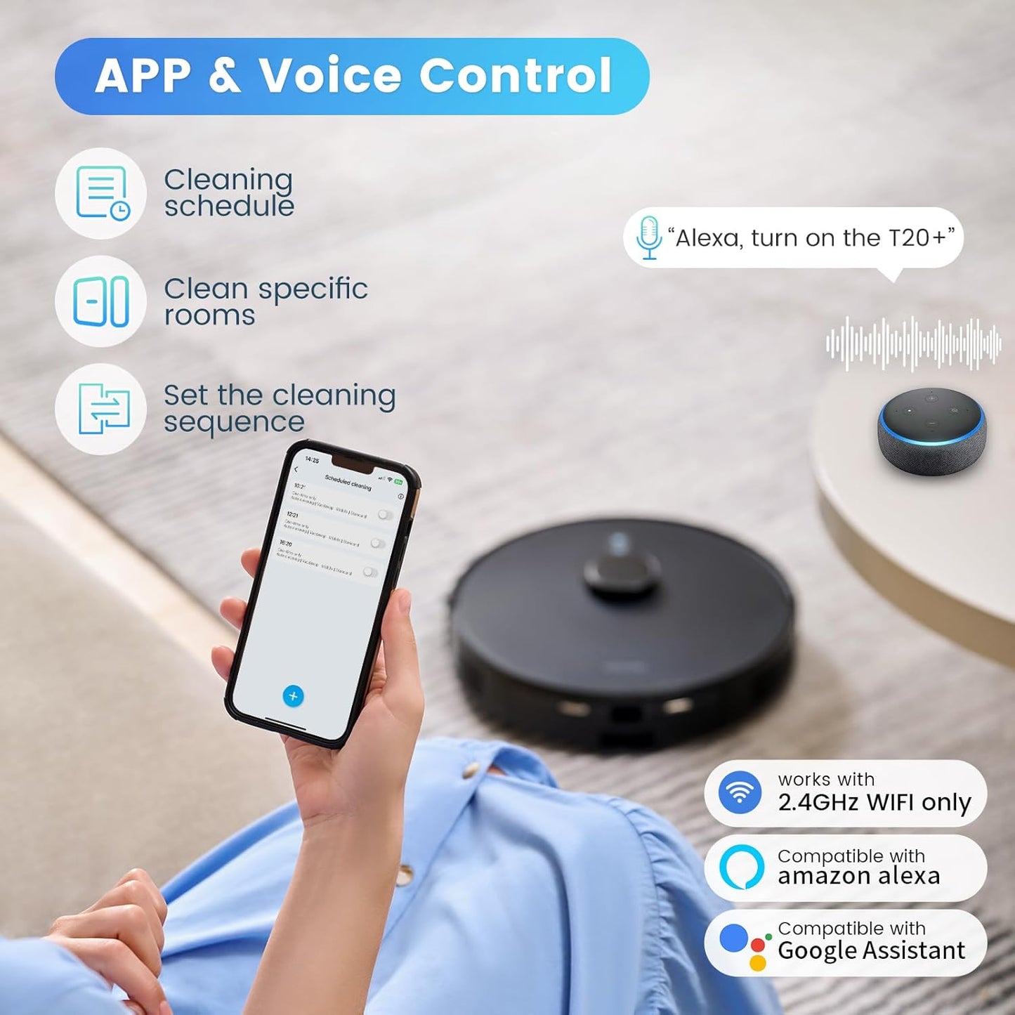 Intelligent 3-in-1 robot vacuum and mop system with specialized pet home cleaning capabilities, app voice control