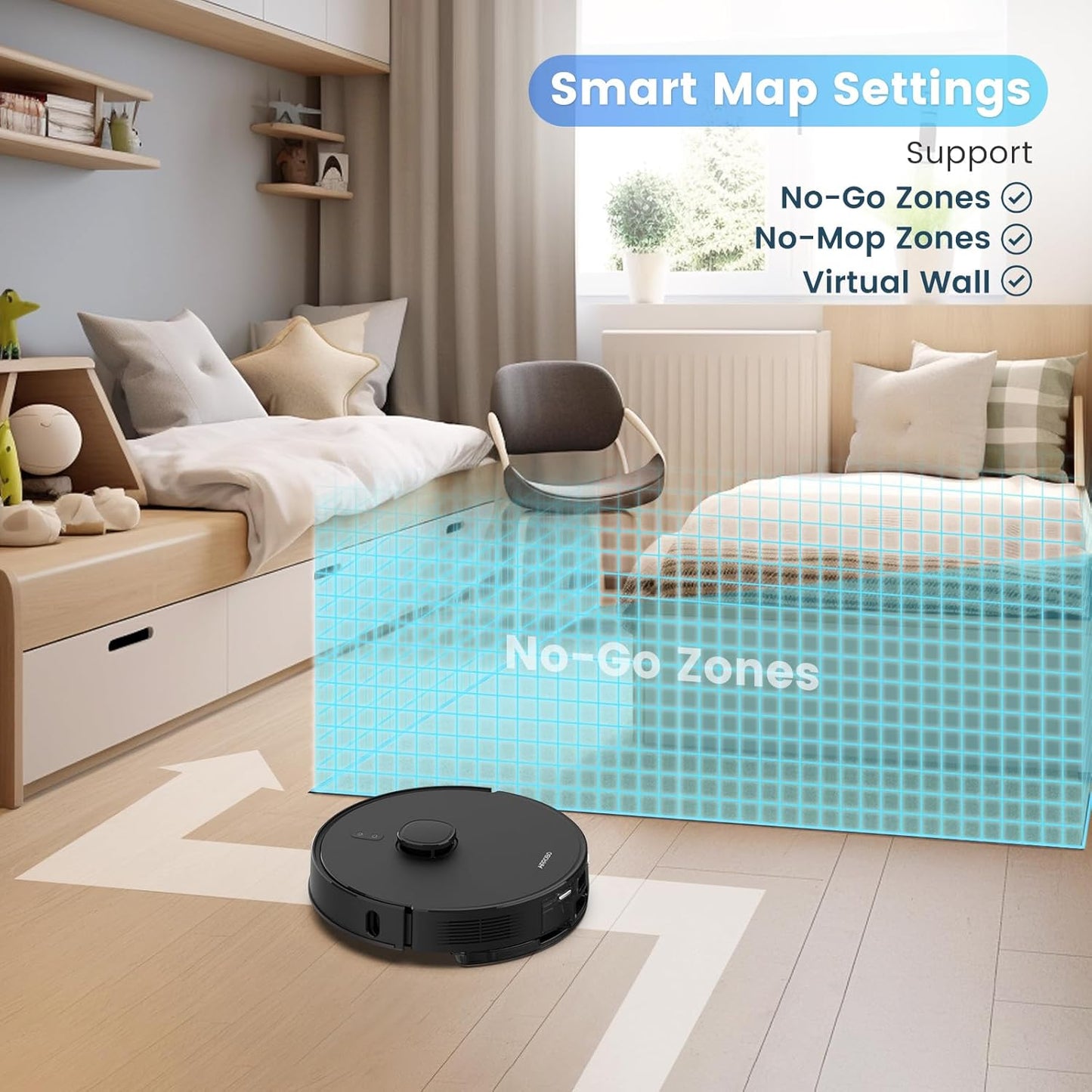 Comprehensive robotic floor cleaning system with integrated vacuum and mopping for pet owners, smart map