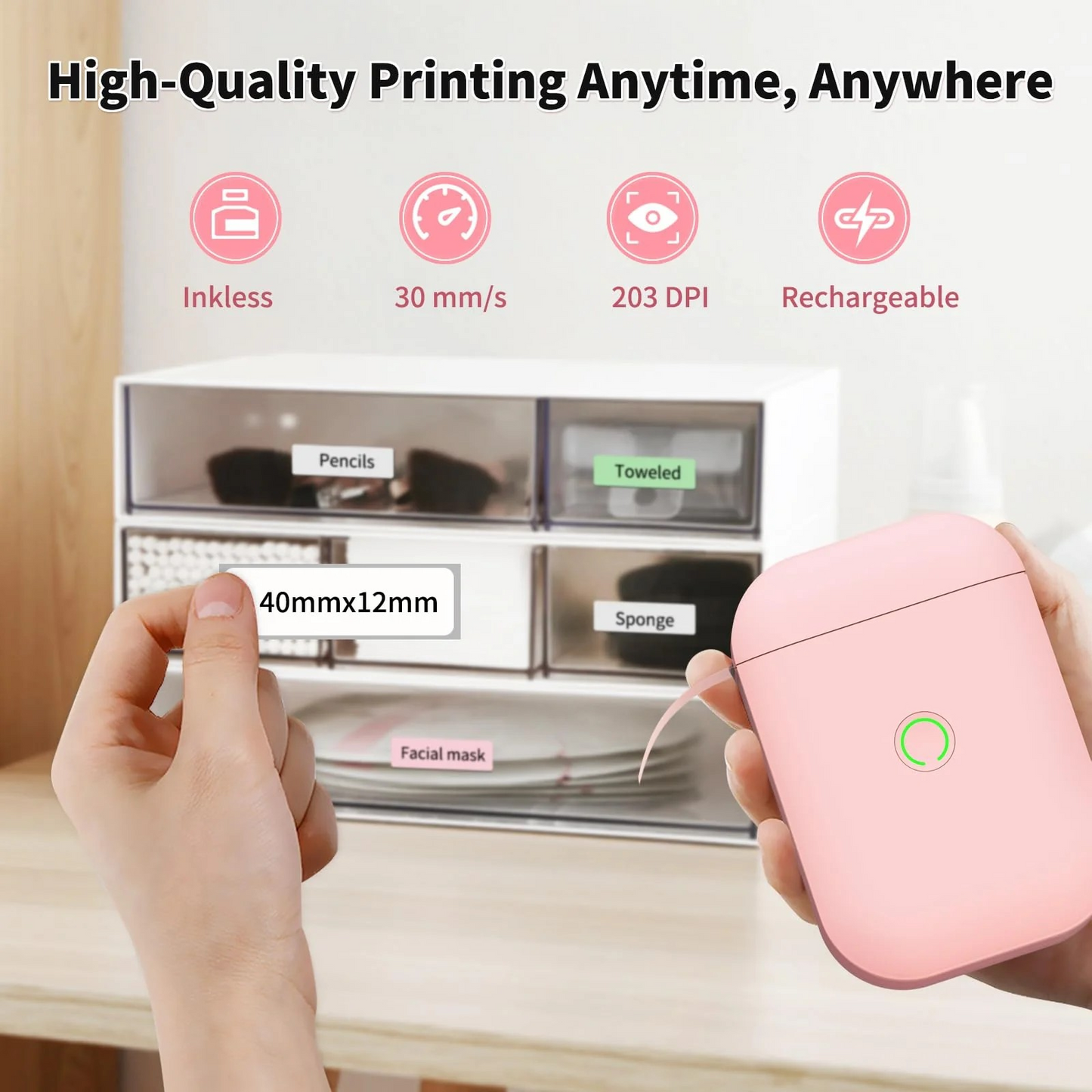 Lightweight bluetooth label printer with compact design for personal use