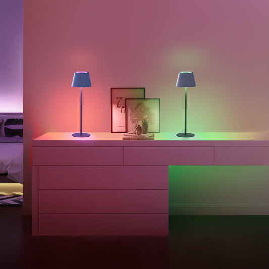 Versatile color-changing LED portable lamp with dynamic lighting options for personalized ambiance