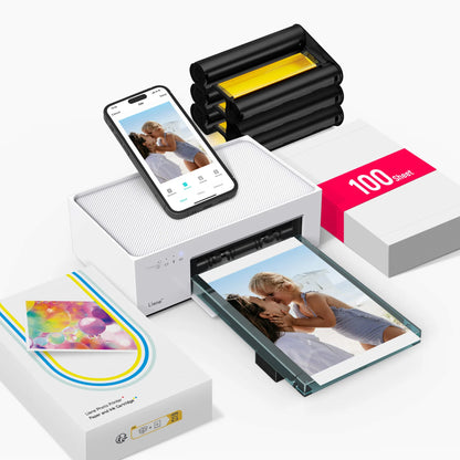 Liene Amber 4x6" Instant Photo Printer White (100 Sheets + 3 Cartridges)