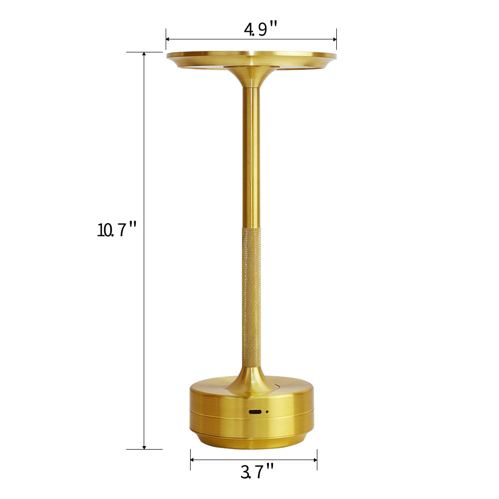 Chic gold-tone wireless LED table lamp providing portable and stylish ambient lighting
